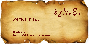 Öhl Elek névjegykártya